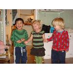 Samuel med kompisarna Vanja och Alexander (2008-01-27)